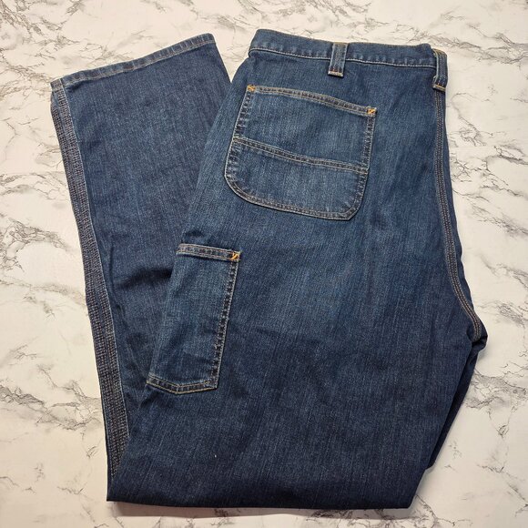 Carhartt Men's 42x34 Medium Wash Denim Blue Relaxed Fit Cargo Jeans - Picture 1 of 11